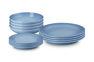 Le Creuset Stoneware Vancouver 12-piece Dinnerware Set Chambray