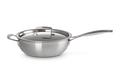 Stainless steel chefs pan with lid and helper handle